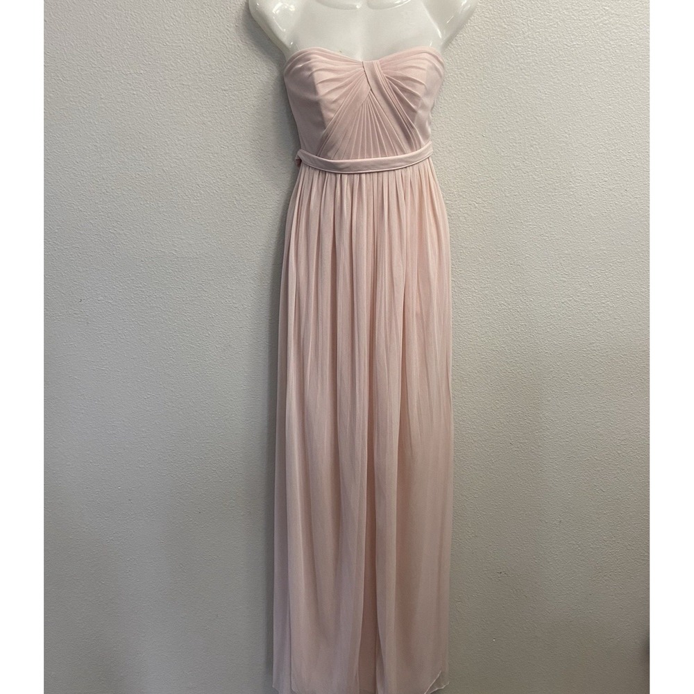 David's Bridal Bridesmaid Dress Petal Pink Convertible Top Strapless Size 2 Prom